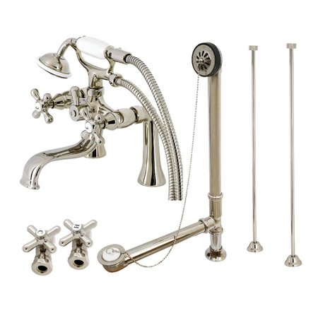 KINGSTON BRASS CCK228PN Deck Mount Clawfoot Tub Faucet Package with Supply Line, Polished Nickel CCK228PN